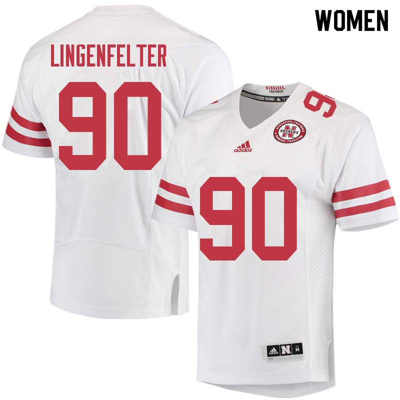 Women #90 Ben Lingenfelter Nebraska Cornhuskers College Football Jerseys Sale-White